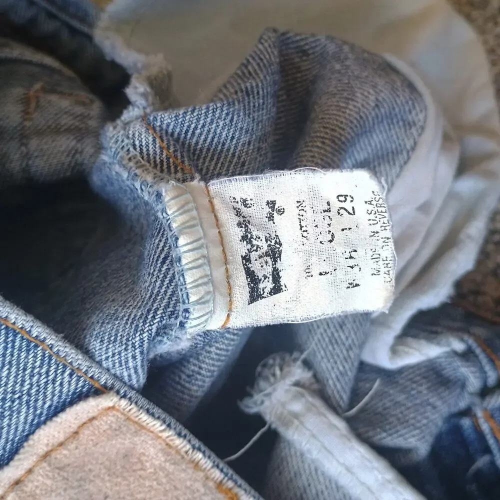 Levi's Orange Tab Vintage Faded Denim Jean Shorts Jorts 34x3.5 Raw Hem Western